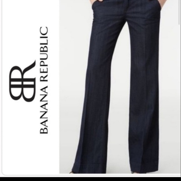 Banana Republic Factory Pants - Banana Republic Classic Dark Wash Wide Leg Trousers, 6